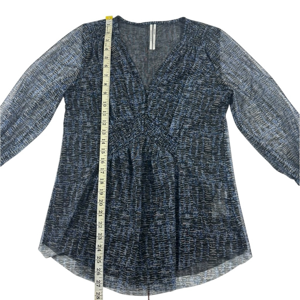 Women's By Anthropologie Gretchen Smocked V Neck Blouse, Size S, Blue - Picture 4 of 9